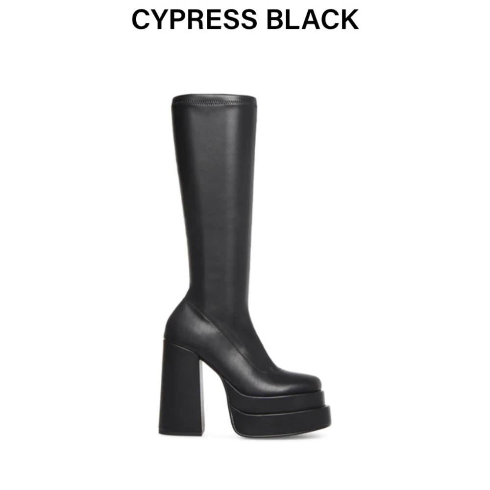 Steve Madden Cypress Black Platform Boots - Excellent Condition - size 9